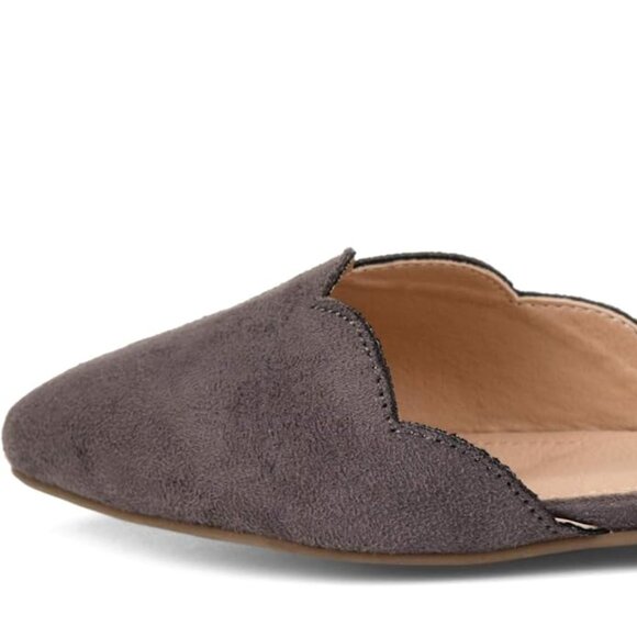 Brinley Co. Womens Scalloped Ankle Strap Flat Grey, 9 Regular US - Picture 2 of 3